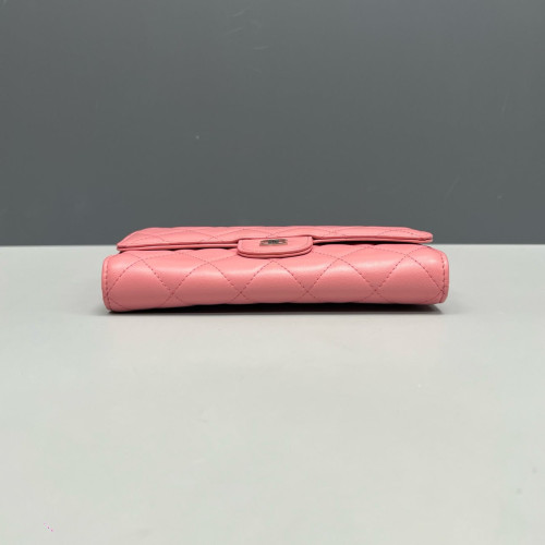 Chanel Quilted Continental Wallet Lambskin Pink