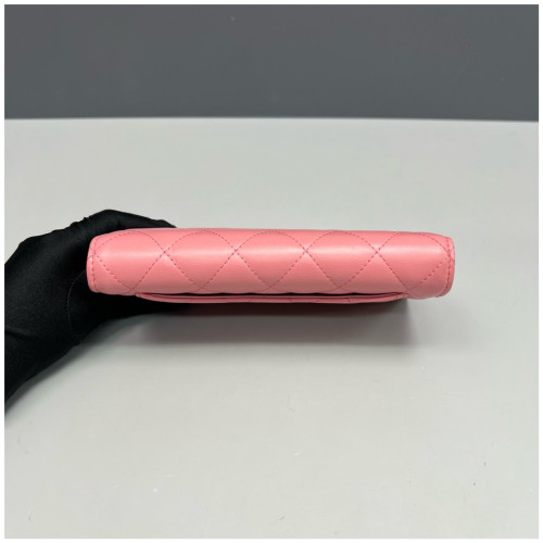 Chanel Quilted Continental Wallet Lambskin Pink