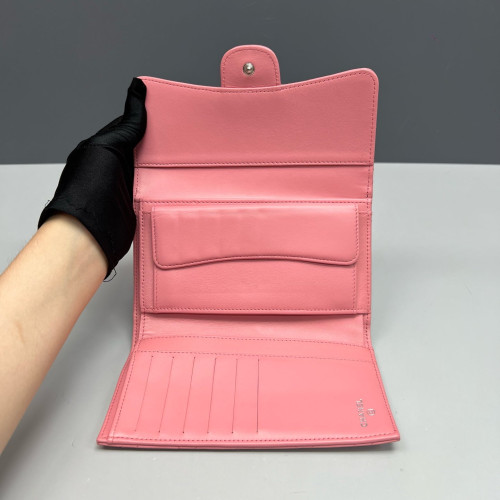 Chanel Quilted Continental Wallet Lambskin Pink