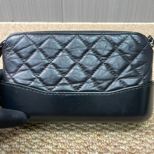 Chanel Quilted Small Gabrielle Clutch Calfskin Black