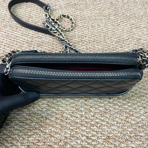 Chanel Quilted Small Gabrielle Clutch Calfskin Black