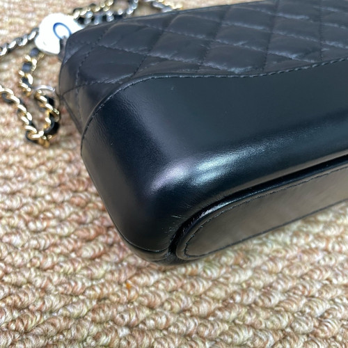 Chanel Quilted Small Gabrielle Clutch Calfskin Black