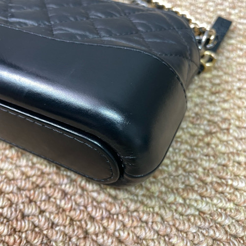 Chanel Quilted Small Gabrielle Clutch Calfskin Black