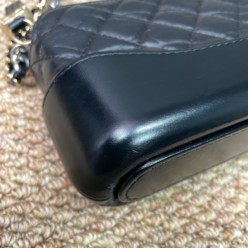 Chanel Quilted Small Gabrielle Clutch Calfskin Black