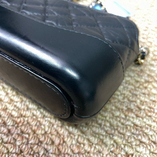 Chanel Quilted Small Gabrielle Clutch Calfskin Black