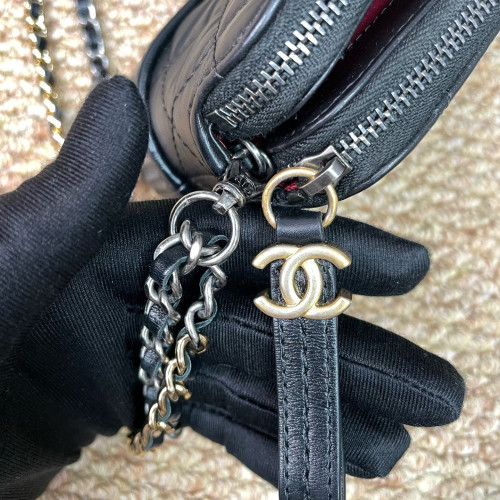 Chanel Quilted Small Gabrielle Clutch Calfskin Black