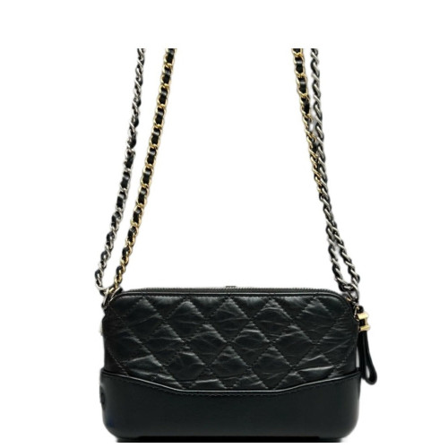 Chanel Quilted Small Gabrielle Clutch Calfskin Black