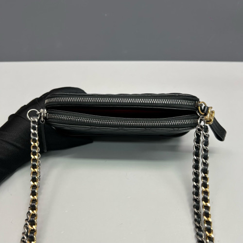 Chanel Quilted Small Gabrielle Clutch Calfskin Black