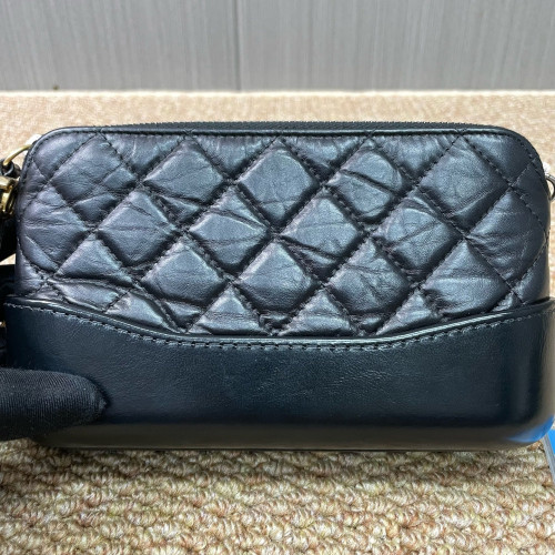 Chanel Quilted Small Gabrielle Clutch Calfskin Black