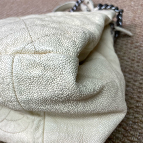 Chanel Quilted Tote Bag Grained Calfskin White