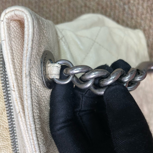 Chanel Quilted Tote Bag Grained Calfskin White