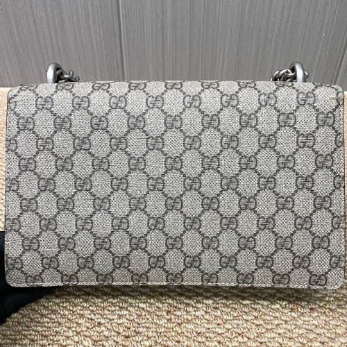 Gucci Meium Dionysus GG Supreme Monogram Suede Beige Red