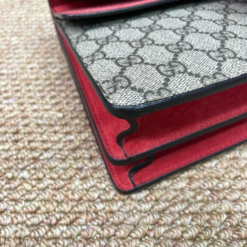 Gucci Meium Dionysus GG Supreme Monogram Suede Beige Red
