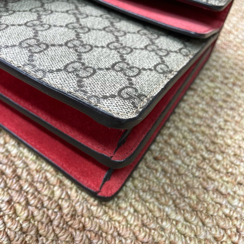 Gucci Meium Dionysus GG Supreme Monogram Suede Beige Red