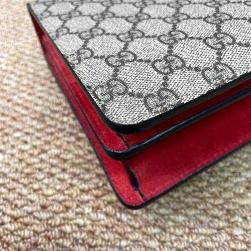 Gucci Meium Dionysus GG Supreme Monogram Suede Beige Red