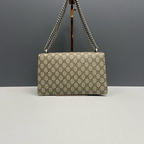 Gucci Meium Dionysus GG Supreme Monogram Suede Beige Red