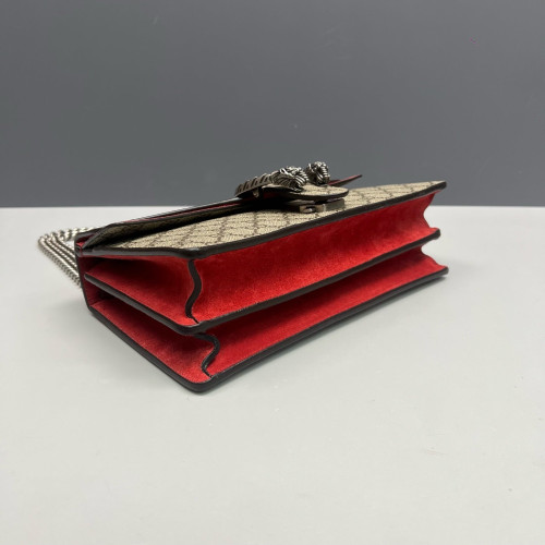 Gucci Meium Dionysus GG Supreme Monogram Suede Beige Red