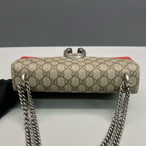 Gucci Meium Dionysus GG Supreme Monogram Suede Beige Red