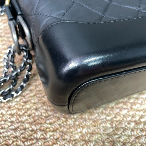 Chanel Quilted Small Gabrielle Hobo Calfskin Black