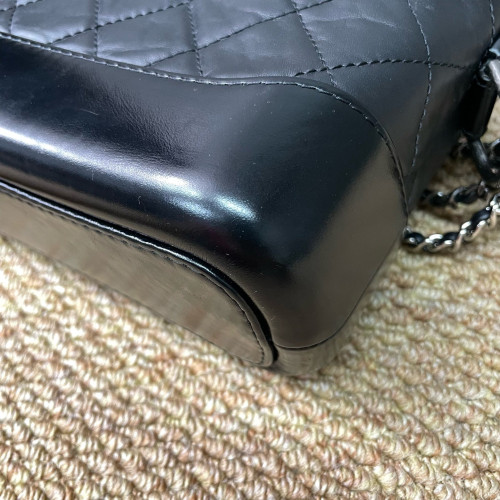 Chanel Quilted Small Gabrielle Hobo Calfskin Black