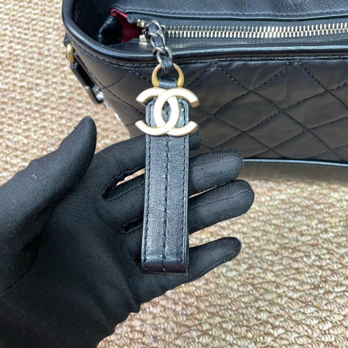 Chanel Quilted Small Gabrielle Hobo Calfskin Black