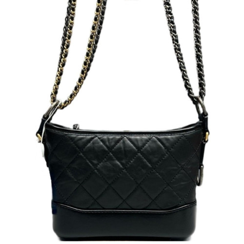 Chanel Quilted Small Gabrielle Hobo Calfskin Black