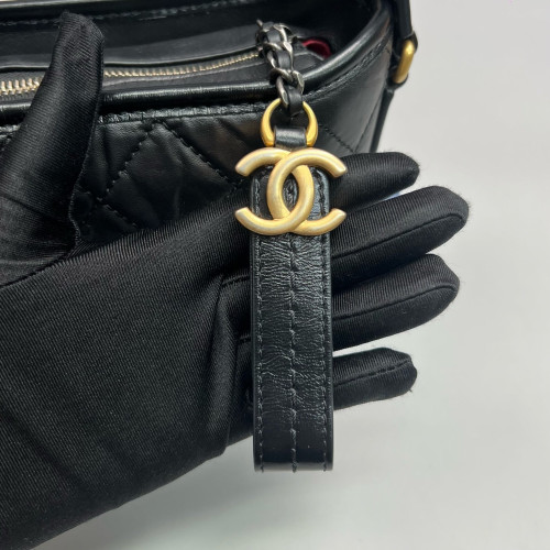 Chanel Quilted Small Gabrielle Hobo Calfskin Black