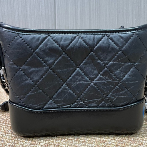 Chanel Quilted Small Gabrielle Hobo Calfskin Black