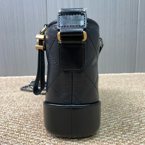 Chanel Quilted Small Gabrielle Hobo Calfskin Black