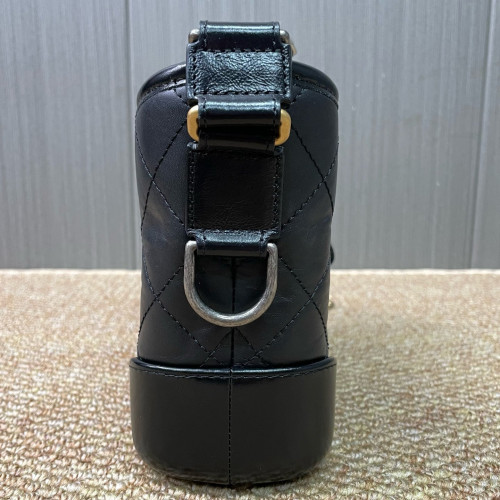 Chanel Quilted Small Gabrielle Hobo Calfskin Black