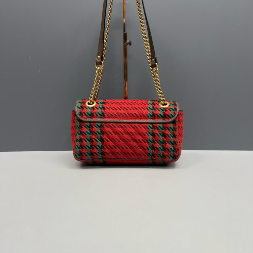 Gucci Small GG Marmont Wool Blend Calfskin Red Green