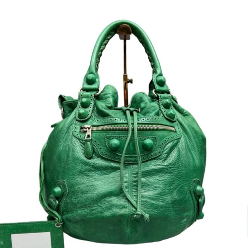 Balenciaga Le Cagole Bucket Small Pull Up Leather Green