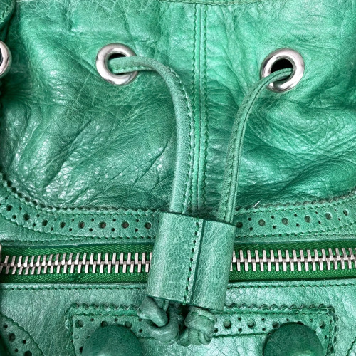 Balenciaga Le Cagole Bucket Small Pull Up Leather Green