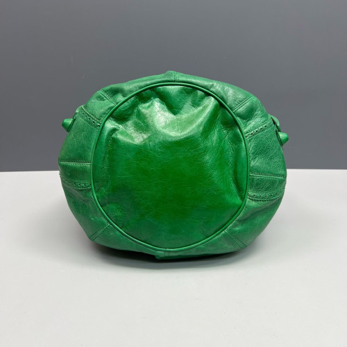 Balenciaga Le Cagole Bucket Small Pull Up Leather Green