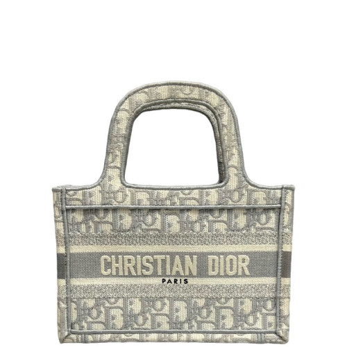 Dior Cannage Stitch Mini Book Tote Oblique Grey Beige