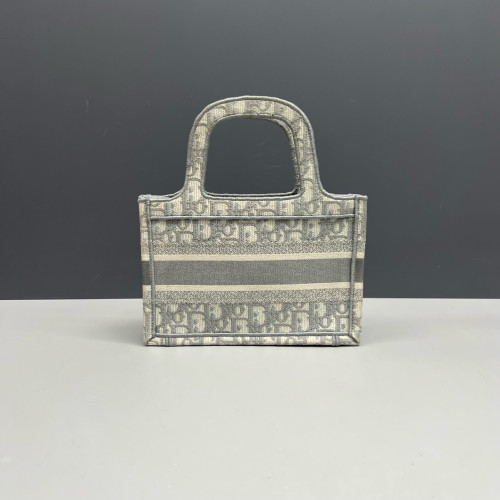 Dior Cannage Stitch Mini Book Tote Oblique Grey Beige