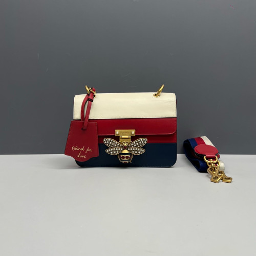 Gucci Shoulder Bag Calfskin White Red Blue