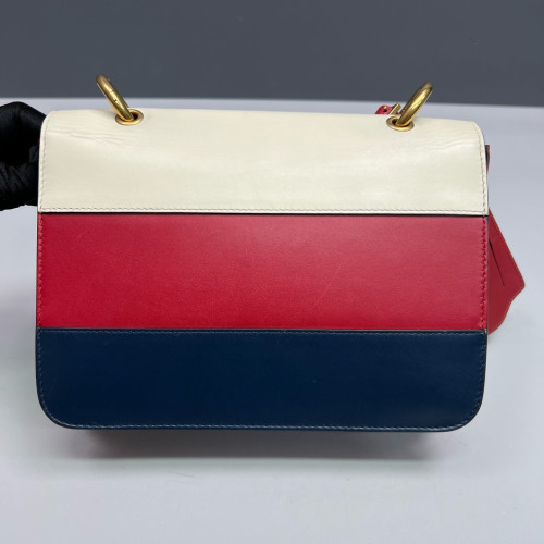 Gucci Shoulder Bag Calfskin White Red Blue