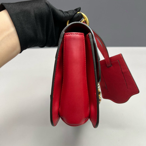 Gucci Shoulder Bag Calfskin White Red Blue
