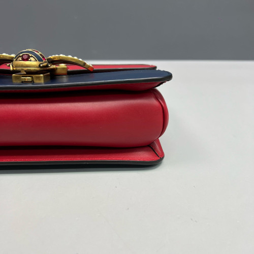 Gucci Shoulder Bag Calfskin White Red Blue