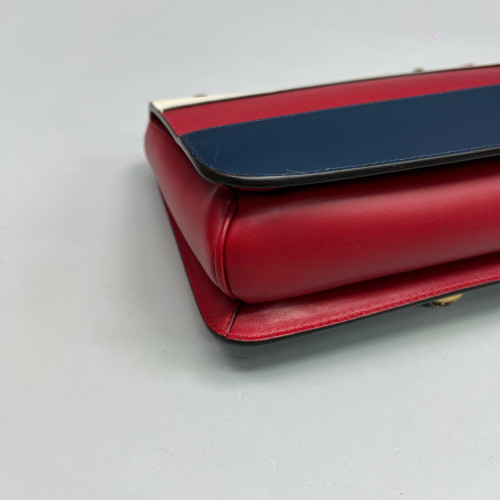 Gucci Shoulder Bag Calfskin White Red Blue