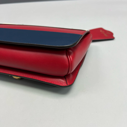 Gucci Shoulder Bag Calfskin White Red Blue