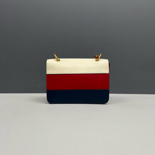 Gucci Shoulder Bag Calfskin White Red Blue