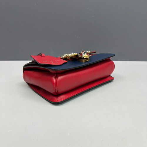 Gucci Shoulder Bag Calfskin White Red Blue