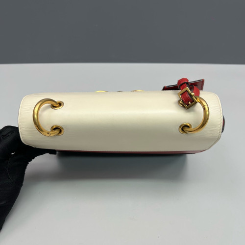 Gucci Shoulder Bag Calfskin White Red Blue