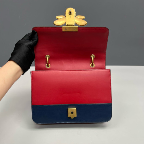 Gucci Shoulder Bag Calfskin White Red Blue
