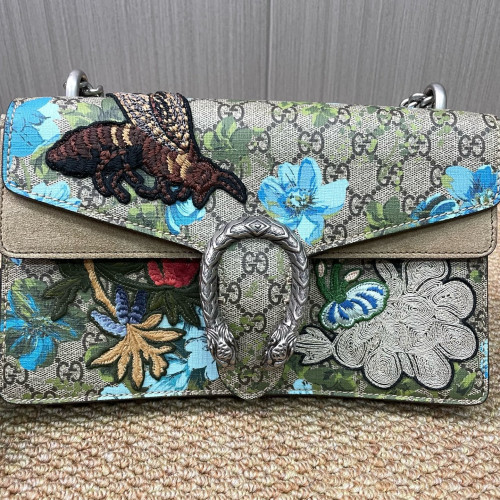 Gucci Meium Dionysus GG Monogram Suede Beige Blue Green