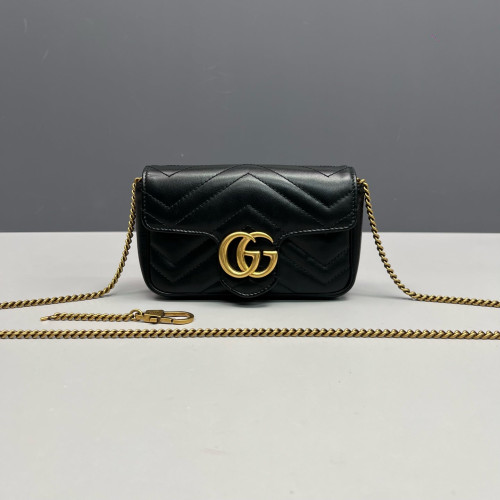 Gucci Super Mini GG Marmont Calfskin Black