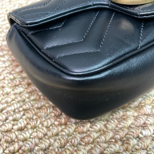 Gucci Super Mini GG Marmont Calfskin Black