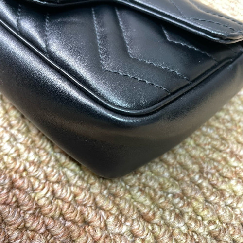 Gucci Super Mini GG Marmont Calfskin Black